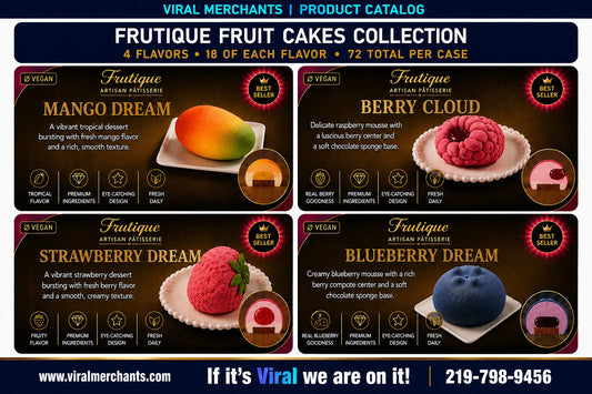 VIRAL MOUSSE FRUIT CAKE 18 MANGO, 18 RASPBERRY, 18 STRAWBERRY, 18 BLUEBERRY 72CT CASE