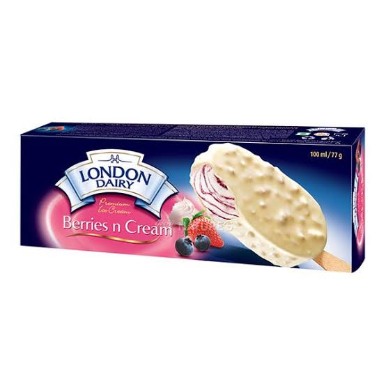 London Dairy Berries N Cream Ice Cream Bar 3Fl oz 12ct Case