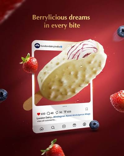 London Dairy Berries N Cream Ice Cream Bar 3Fl oz 12ct Case