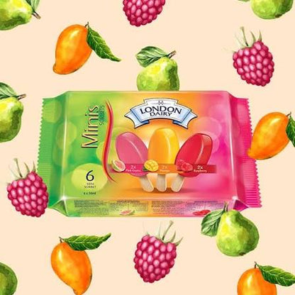 London Dairy Mini Sorbet Multipack Pink Guava, Mango, Raspberry  1.7Fl Oz 8ct Case