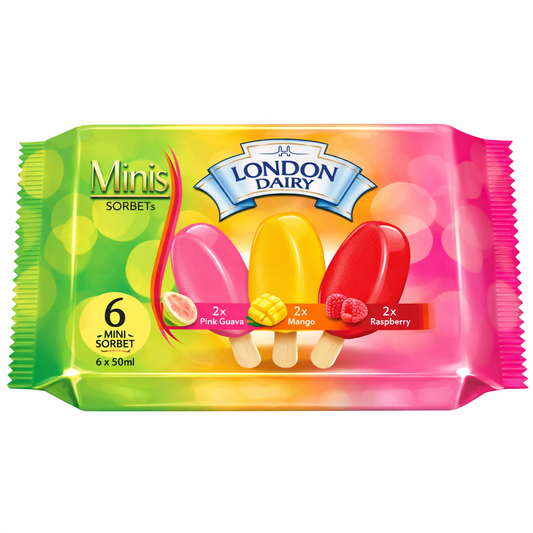 London Dairy Mini Sorbet Multipack Pink Guava, Mango, Raspberry  1.7Fl Oz 8ct Case