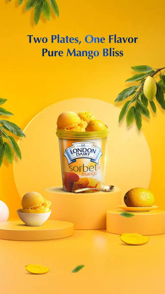 London Dairy Mango Sorbet Pint 16 Fl Oz 6ct Case