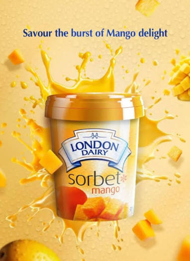 London Dairy Mango Sorbet Pint 16 Fl Oz 6ct Case