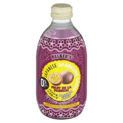 Walker's Japanese Sparkling Soda Passion Fruit Zero Sugar 290ml Glass 24 Count